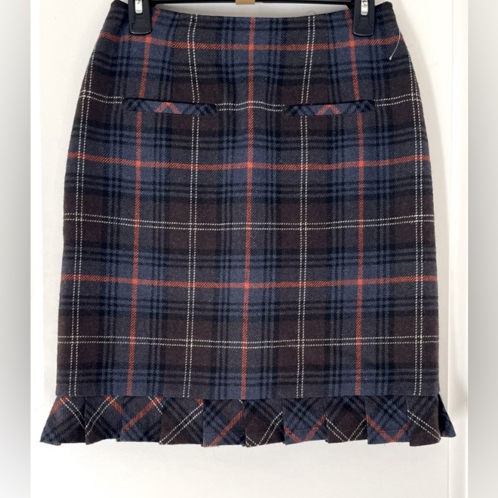 CAbi Heritage wool blend skirt with pleated hem EUC